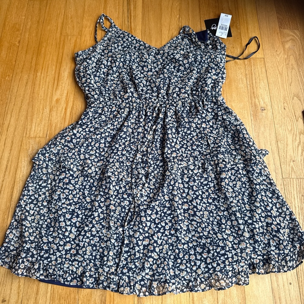 by & by White and Blue Spaghetti Strap Sundress